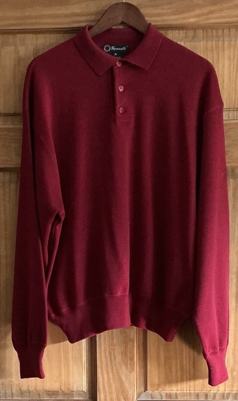 VTG 90s Falconnable Albert Goldberg Merino Wool Polo Sweater Mens XL France